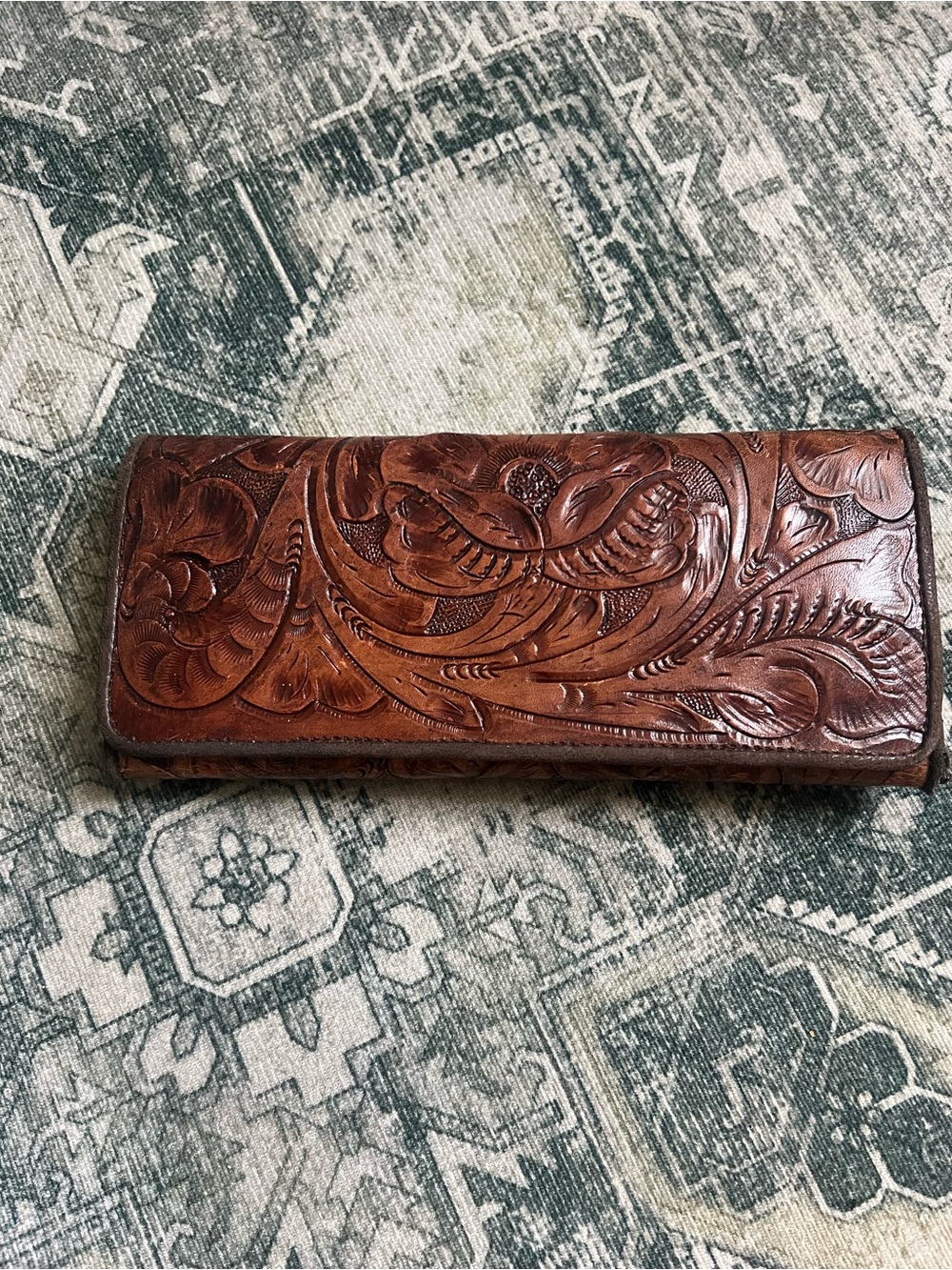 Hand-Tooled Brown Leather Floral WalletJuan Antonio tooled wallet